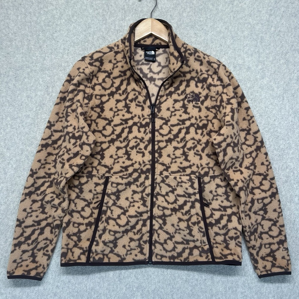 The North Face Womens Denali Fleece Jacket‎ Medium Brown Abstract Print Full Zip